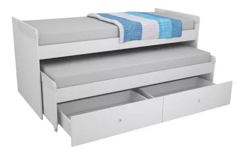 Cama nido triple 80 cm con carrocama y cajones