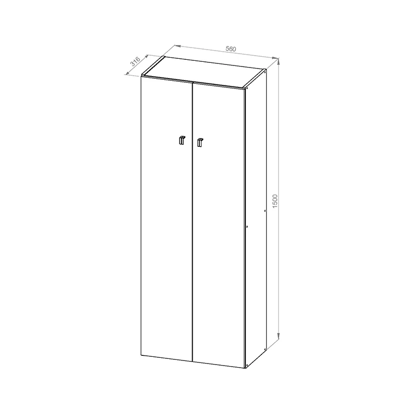 Despensero de 2 puertas chico con 4 estantes