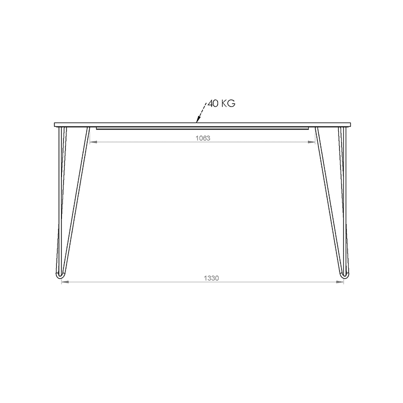 Mesa rectangular 1,70M industrial atakama