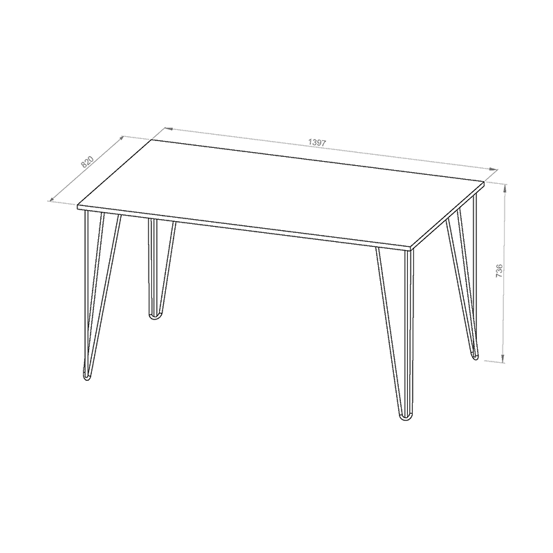 Mesa rectangular 1,70M industrial atakama