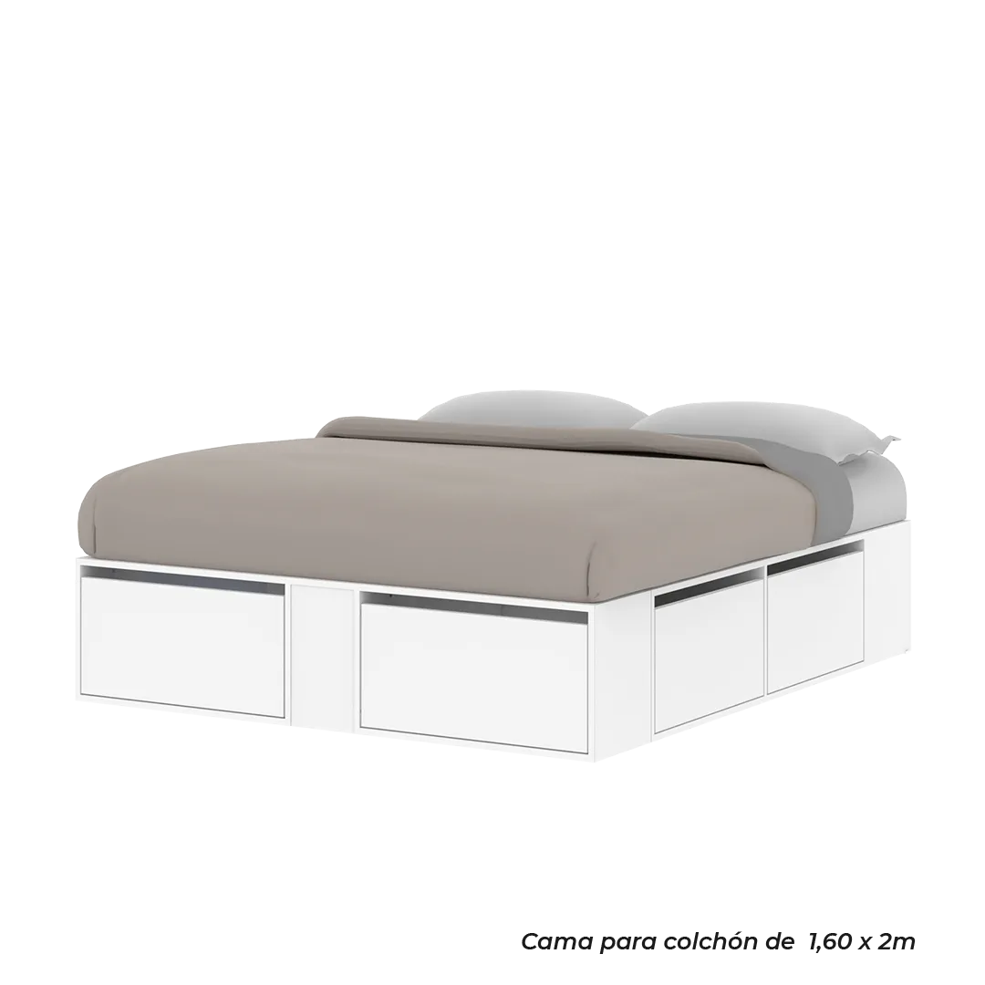 Cama con cajones y botineros