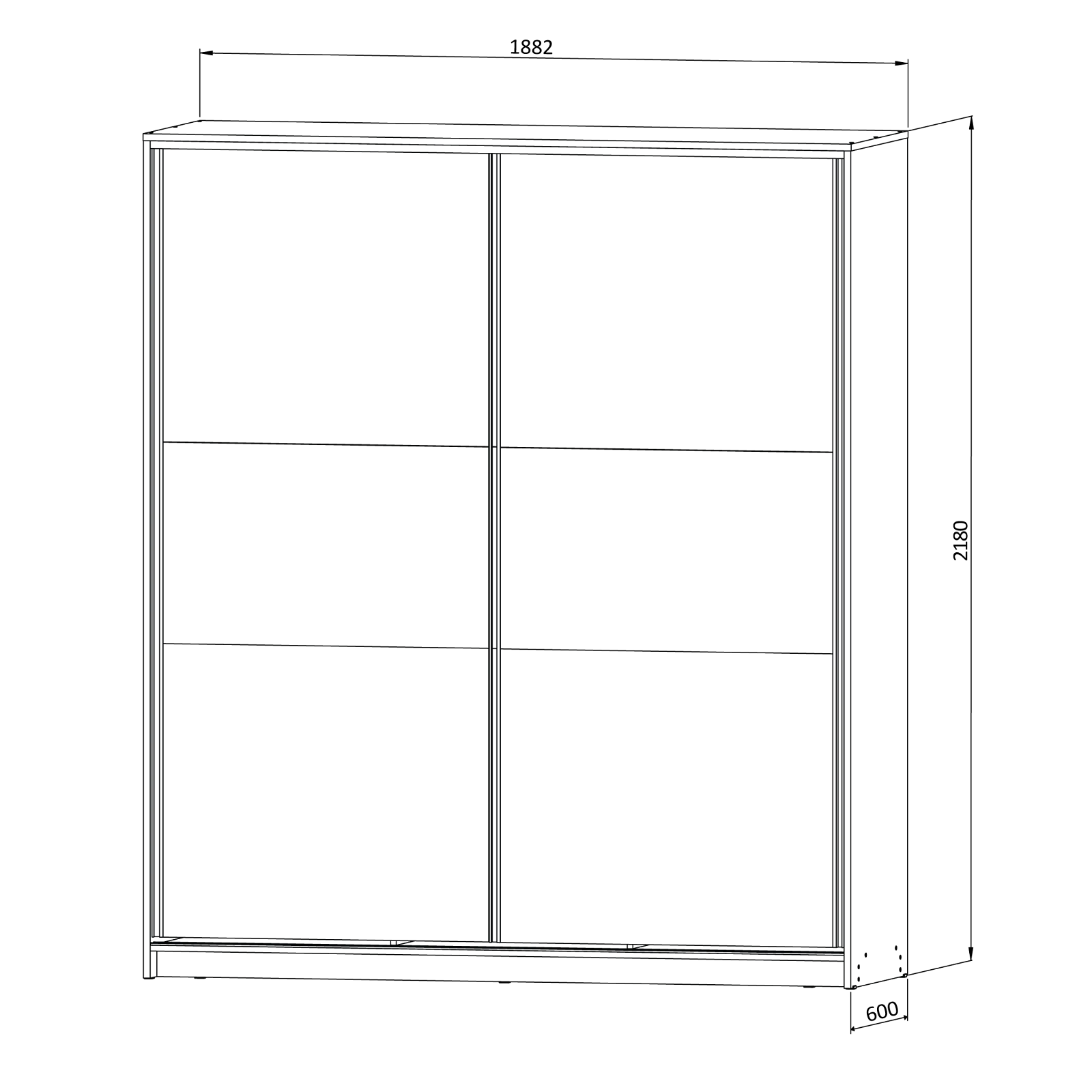 Placard 2 puertas corredizas 1,35Mt blanco-wengue
