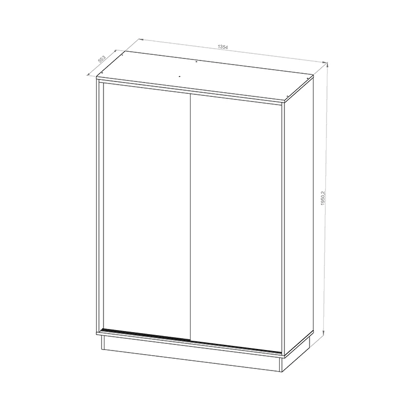 Placard 2 puertas corredizas 1,35Mt blanco-wengue