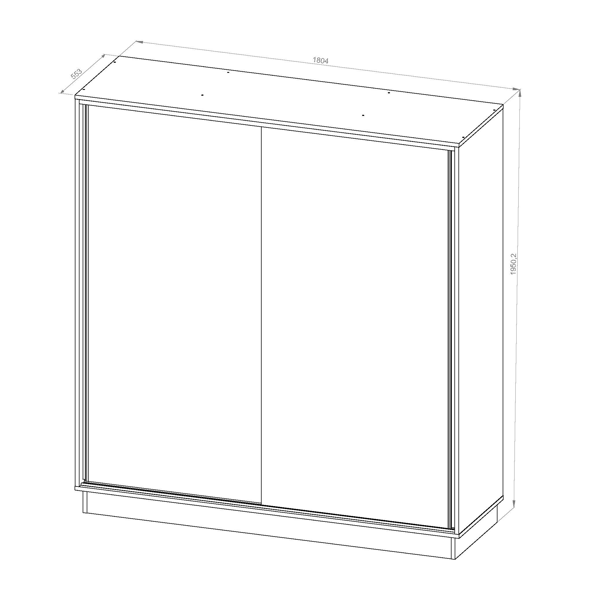 Placard 2 puertas corredizas 1,80Mt blanco-wengue