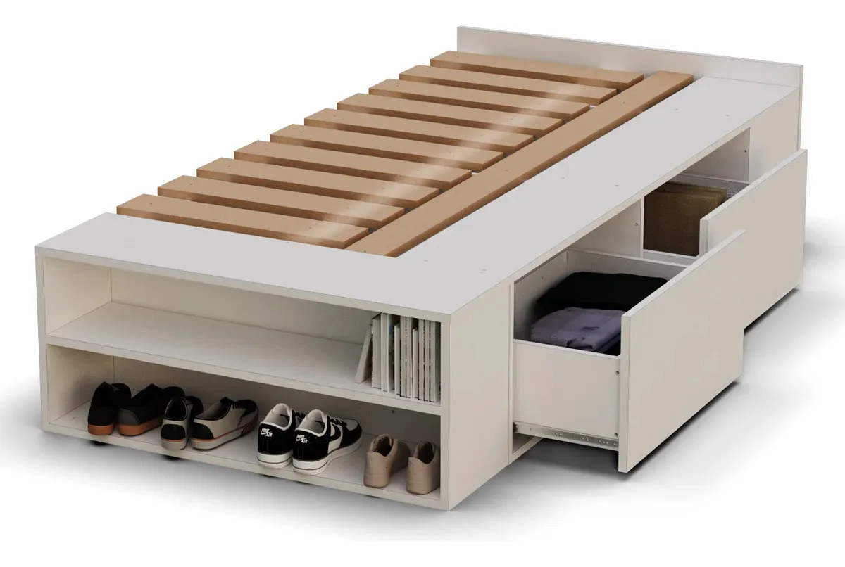 Cama con cajones y botineros