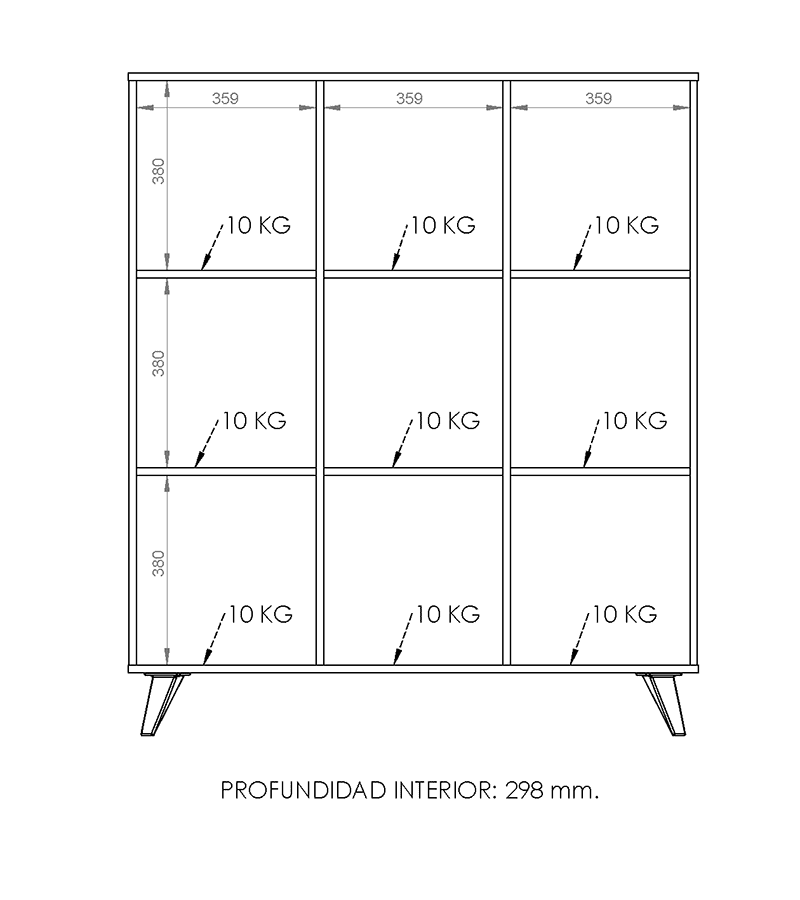 Modulo de 3 cuerpos y 3 puertas escandinavo