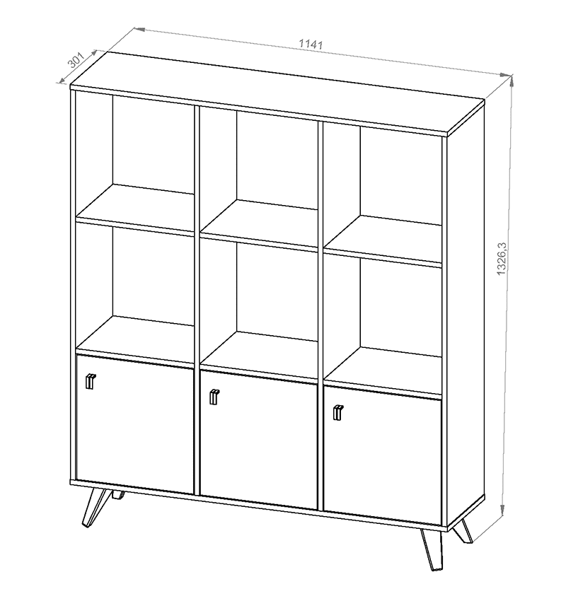 Modulo de 3 cuerpos y 3 puertas escandinavo