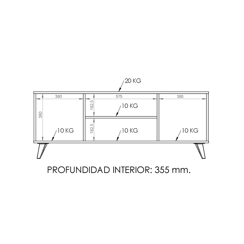Rack de tv Con 2 puertas escandinavo