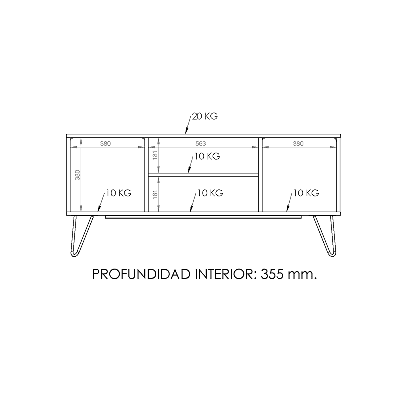 Rack para tv de 2 puertas linea atakama