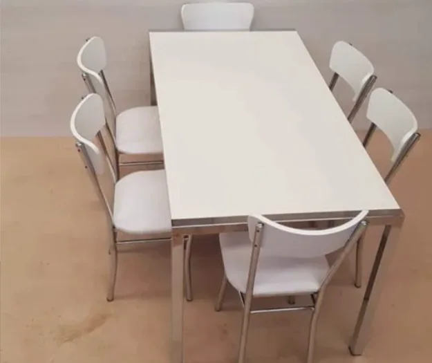 Mesa base entera caño cuadrado 1.50m + 6 sillas 1020