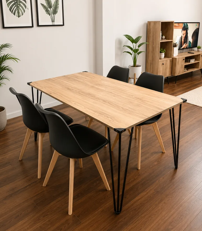 Mesa industrial DF 1.40 + 4 Sillas Eames