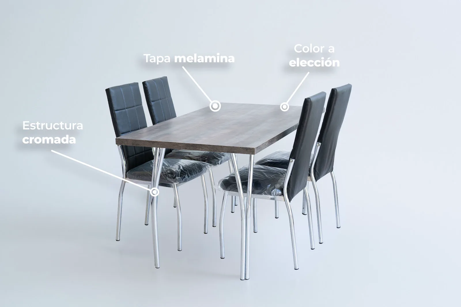 Mesa Base Italiana 1.50m + 4 Sillas 1090 c/costura