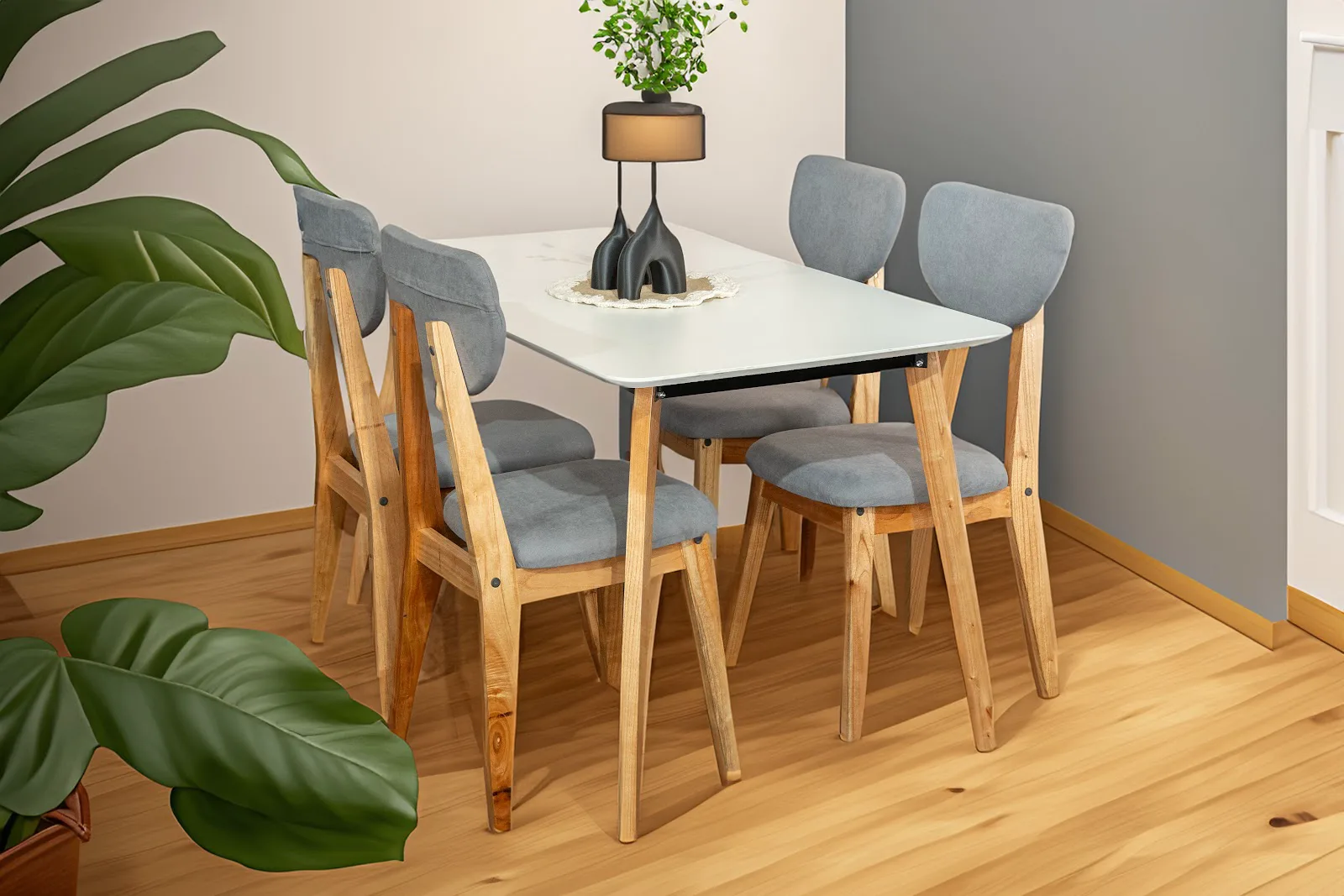 Mesa Vir blanca 1.30 + 4 sillas Blenia