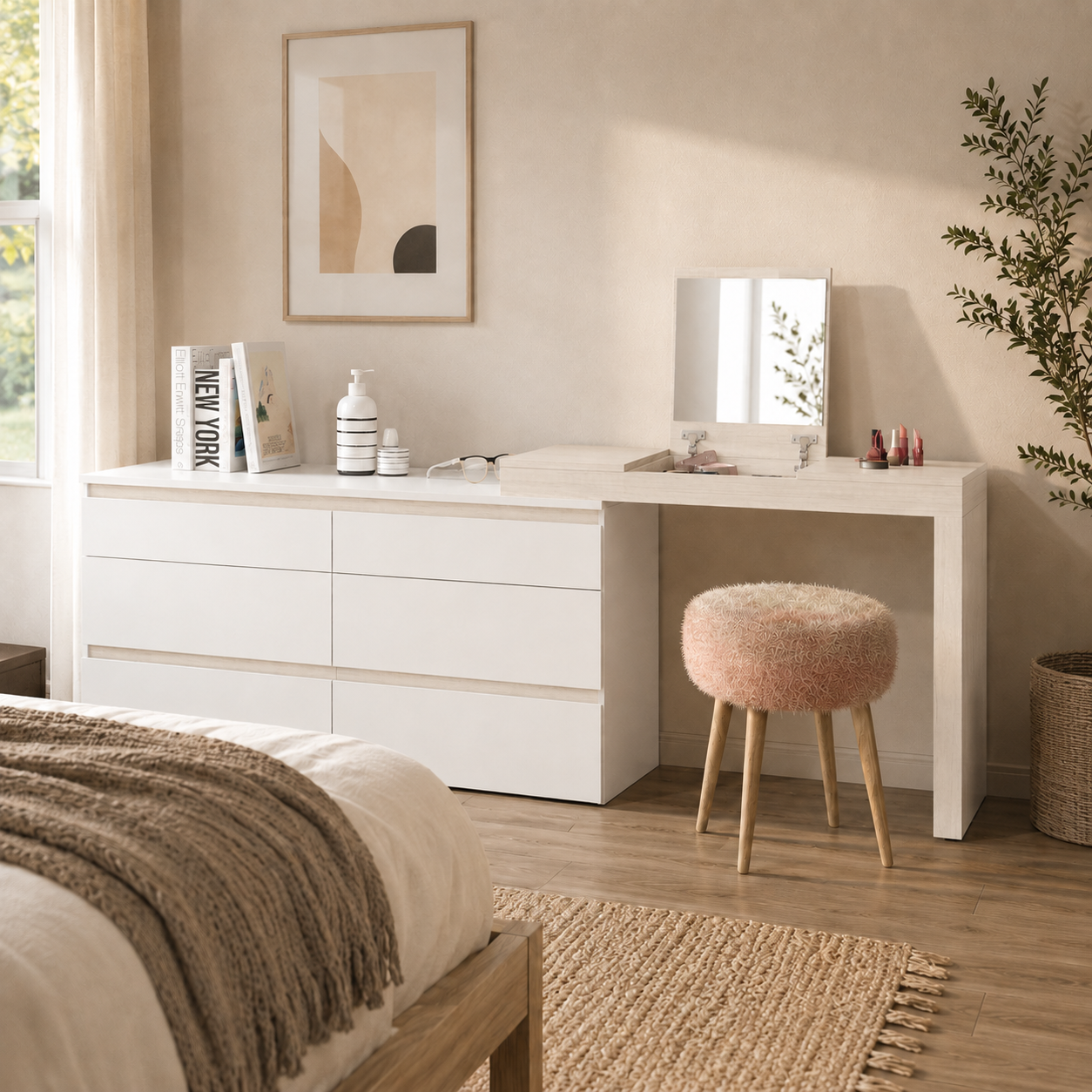 CHIFFONIER 6 CAJONES CON ESCRITORIO/ MAQUILLADOR