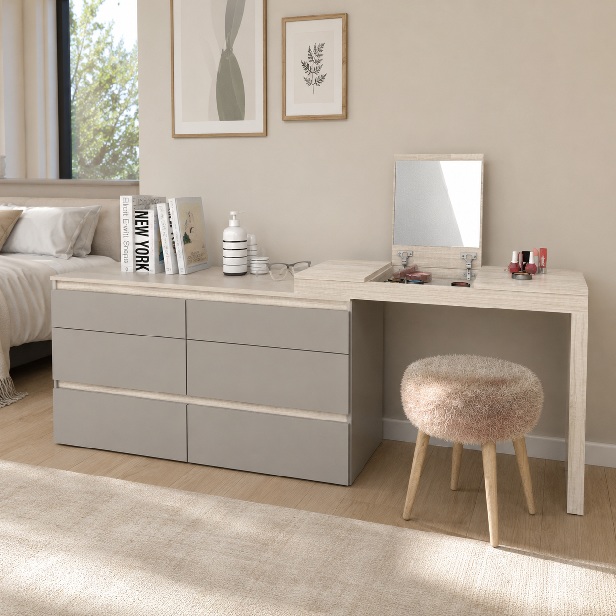 CHIFFONIER 6 CAJONES CON ESCRITORIO/ MAQUILLADOR